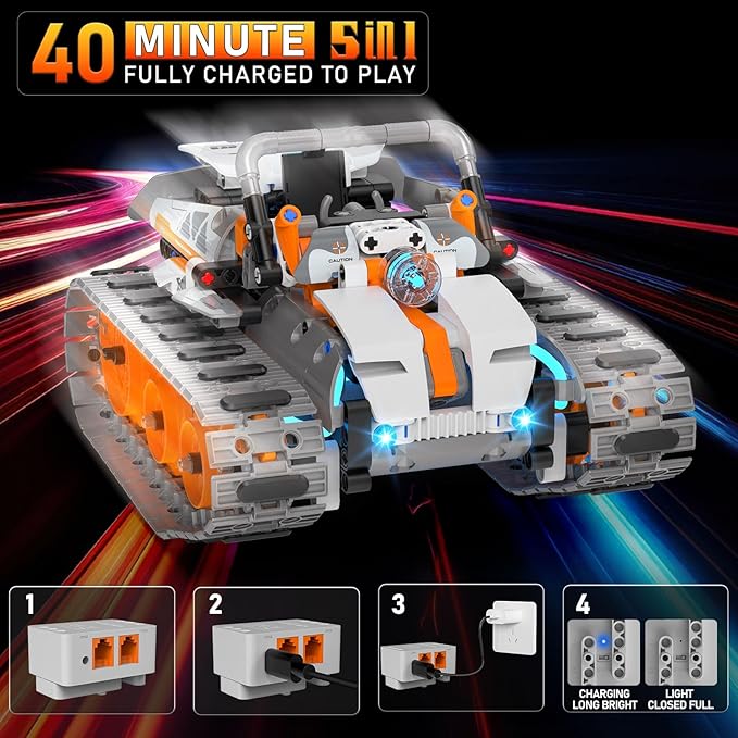 5in1 STEM Building Toys for Kids 6-14, Remote & APP Controlled Mech Robots/Heavy Tanks/Tracked Racer STEM Building Kit for Kid Science Learning, 552 Pcs DIY Erector Sets Gifts for Boys & Girls