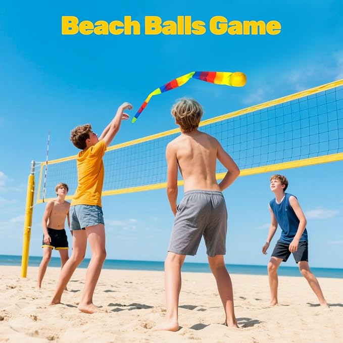 2 Pcs Throw and Catch Balls with Rainbow Tails, Outdoor Toys Bulk Playground Balls for Kids Adults, Physical Equipment Indoor Recess Games for Preschool, Camping Toys, 37"