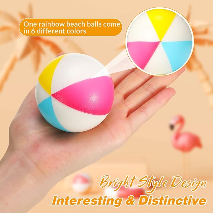 36 Pcs Beach Stress Ball 2.5 Inch Summer Mini Stress Relief Balls Rainbow Squeeze Toys Pu Foam Squeezy Toy for Girls Boys Adults Beach Birthday Party Favors Water Pool Games(Bright Color)