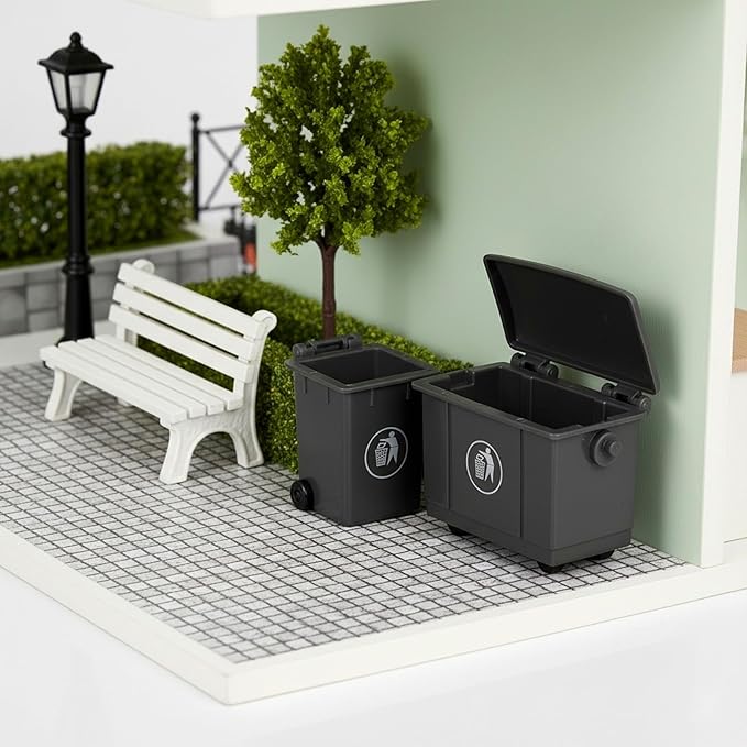 LOGOFUN 2pcs Doll House Miniature Trash Can Mini Garbage Can Model Tiny Trash Bin Scene Prop for Dollhouse Furniture Accessories - Black 5.60x4.10x3.00cm/2.20x1.6x1.1in 2.80x4.10x3.00cm/1.1x1.1x1.6in