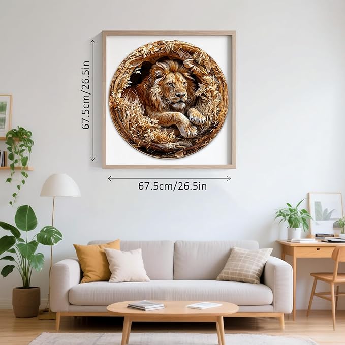 Fall Lion Puzzles for Adults 1000 Pieces, Jigsaw Puzzles 1000 Pieces for Adults, Fun Puzzles with Letters On Back, Challenging Game Toys, Family Decoration Puzzle (26.5 * 26.5in)
