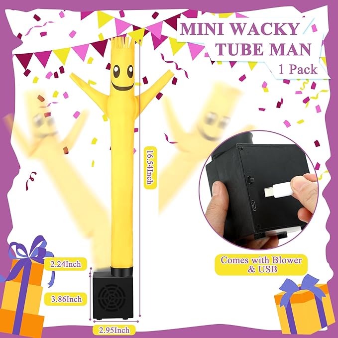 Poen Easter Gifts for Kids Mini Wacky Waving Inflatable Tube Guy with Blower Gag Toy Gift Inflatable Tube Man Birthday Desktop Decor Dancing Blow up Man for Office Party Decor(Lively)