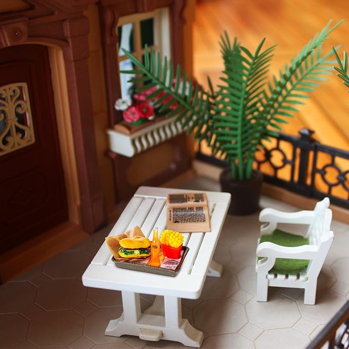 38 Pcs Miniature Food Toy Miniature Doll House Accessories Miniatures Play Sets Small Doll Food Dollhouse Foods, Hamburger Fries Soda Milk Juice Fast Foods Set for Pretend Kitchen(Cute Style)