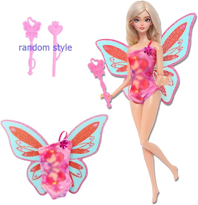 42 Pcs 11.5 inch Doll Clothes & Accessories, 2 Princess Dresses 2 Sequin Fishtail Swimsuits 2 Tops 1 Skirt 1 Pants 3 Bikini 1 Butterfly Wing Clothing, Doll Hangers Shoes ... for Girls Gift Age 3-6 5-7