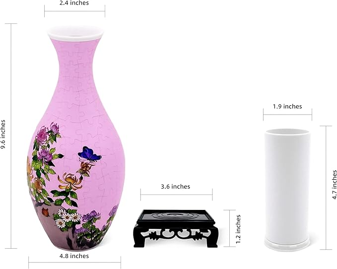 3D Puzzle Vase for Adults, 160 Piece Unique Flower Vase, Crafts for Adults, Home Decor Gift for Flower Arrangements (Chrysanthemum)