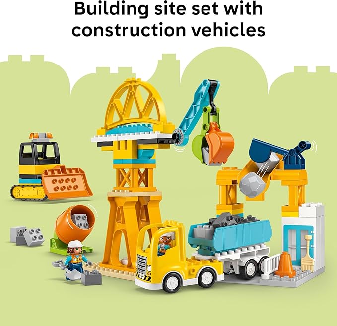 LEGO DUPLO Town 3 in 1 Construction Site and Vehicles Toys for Toddlers - Pretend Play Set for Boys & Girls, Ages 3+ - Building Blocks for Fine Motor Skills Practice - Gift for Birthdays - 10476