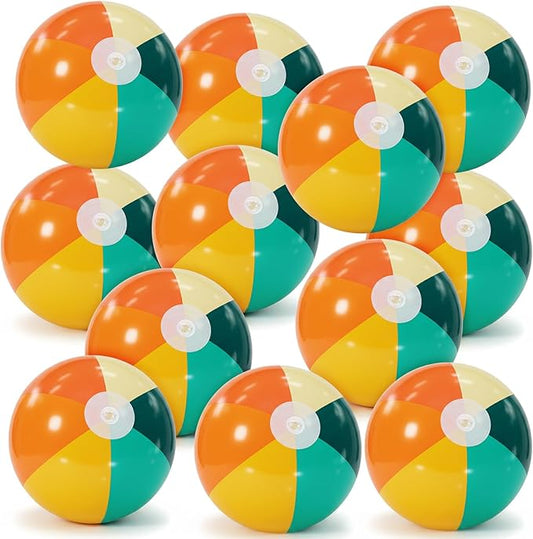 12 Pcs Orange Green Inflatable Beach Balls Bulk for Kid Pastel Jumbo Big Beach Balls Baby Shower Birthday Summer Swimming Party Decorations Favor Water Games(12 Inch)