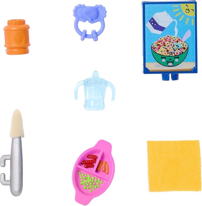 Barbie Skipper Doll & Playset with Accessories, Babysitting Set Themed to Mealtime, Color-Change Toy Play