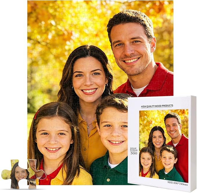 Custom Photo Puzzle 500 Pieces，Personalized Jigsaw Puzzle Made from Your Own Picture, Ideal Gift for Valentine's Day, Wedding, Pet, Birthday, Familys