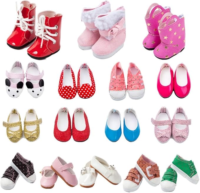 6 Pairs Doll Shoes Fits 14.5 Inch Doll American Wellie Wishers Dolls 100% Get Boots Doll Accessories