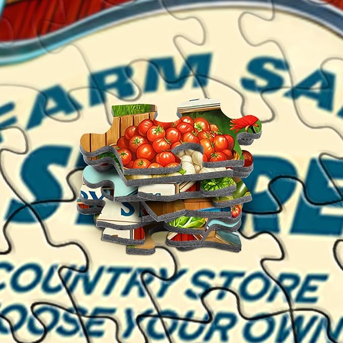 Rocorose 1000 Pieces Puzzle for Adults Country Store Challenging Fruit and Vegetable Truck Autumn Jigsaw Puzzle Perfect for Family Game, Every Piece is Unique