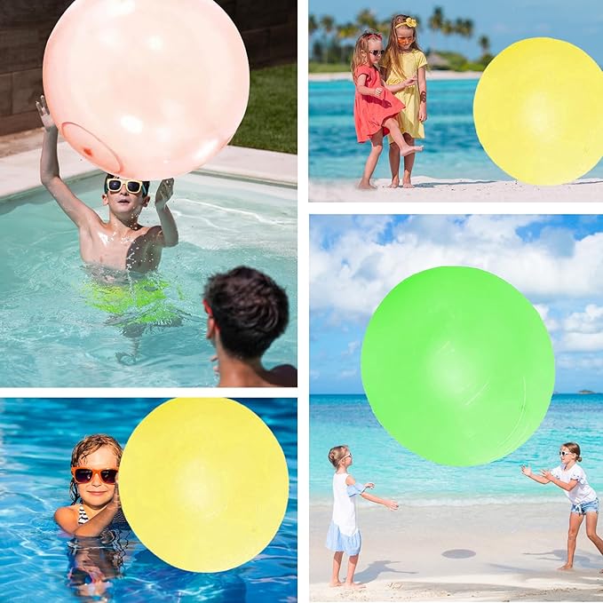 3pcs Giant Bubble Balls Water Balloons Giant Inflatable Water Bubble Ball Beach Ball Yard Games Soft Rubber Balloon for Outdoor Indoor Party Garden Pool