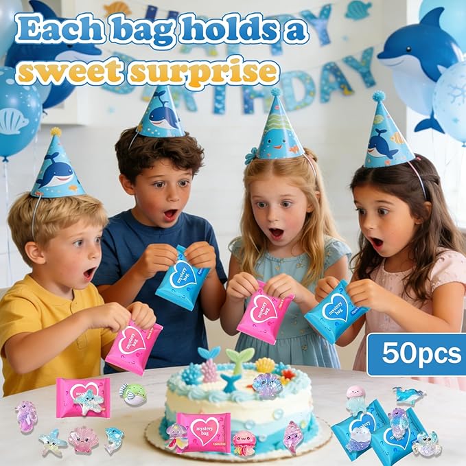 Ocean Animal Blind Bag Mini Resin Figures, Cute Cartoon Sea Creatures Mystery Pack for Kids & Teens, DIY Phone Case Charms, Craft Decorations, Party Favors & Collectibles