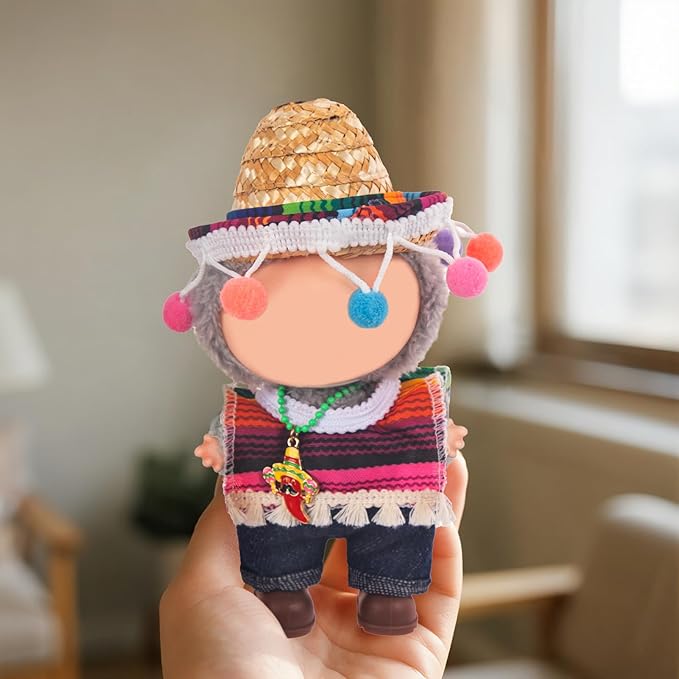 Used for Labubu Doll Outfit Clothes Designer Set,Compatible with Labubu Clothe Accessories for Doll (Mexican Clothing Set)