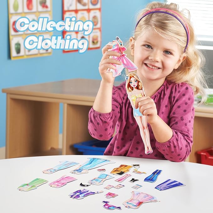 PainZieteg Magnetic Dress Up Dolls, Magnetic Princess Dress Up Paper Dolls, Magnetic Dress Up Dolls for Girls Ages 4-10 Learning Created Imagine Set Birthday Gift (Amy)