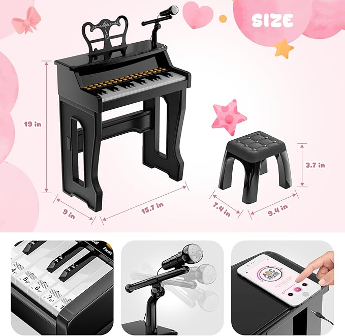 Toy Pianos for Kids Ages 3-7 - with Piano Keyboard Stickers for Toddler Piano Learning Beginners 37 Keys 4 5 6 Years Old Girls and Boys Birthday Gift