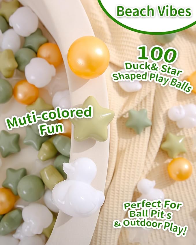 TRENDPLAY Ball Pit Balls Shapes Pastel, Duck Star Shape Non Toxic for Toddlers Kids Baby Girls Boys Dogs Soft Play,Party, 50 100 200