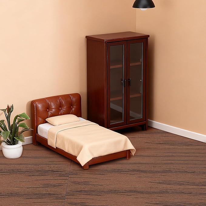 TOYANDONA 40Pcs Dollhouse Flooring Peel and Stick Miniature Floor Decorations Self Adhesive Walnut Tiles for Doll House Wallpaper and Trim