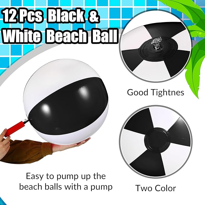 12 Pcs 16'' Beach Ball PVC Inflatable Ball Bulk Blow up Pool Balls for Swimming Pool Summer Hawaiian Tropical Theme Party Favors Decorations Favors Supplies
