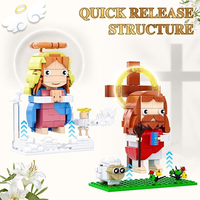 Jesus and Virgin Mary Building Set, Compatible with Lego Jesus Figures, Thanksgiving, Christmas, Easter Gift, Christian Gift for Kids Boys Girls 6+ (503 PCS)