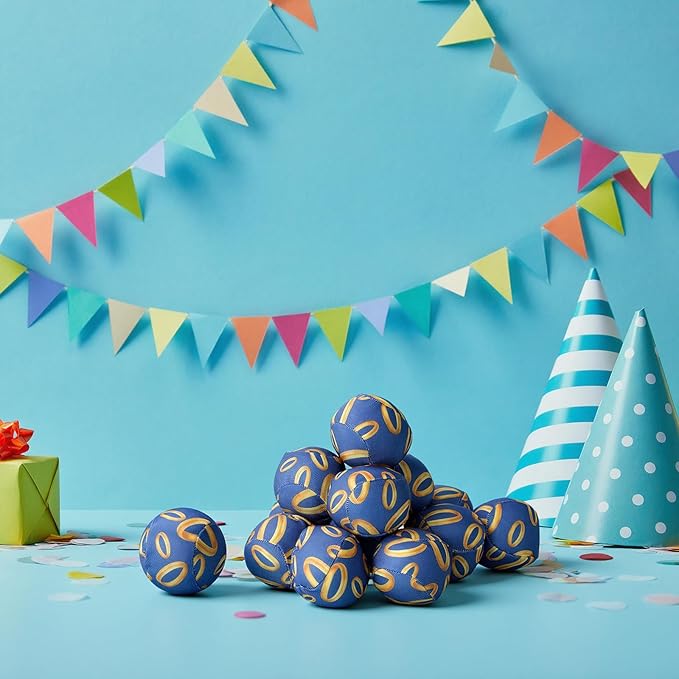 24 Pack Blue and Golden Ring Party Favors Water Balls Bomb for Pool, 2 Inch Reusable Water Balls Bulk Absorbent Pool Toys for Kids Beach Blue and Golden Ring Party Supplies