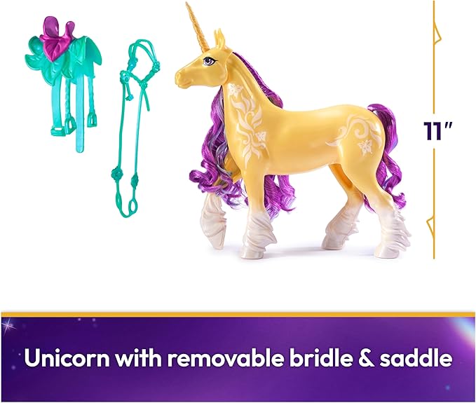 Unicorn Academy, Leaf with 2 Riding Accessories, 11”, Compatible with Ava, Dolls & Unicorn Toys for Girls Ages 4 and up