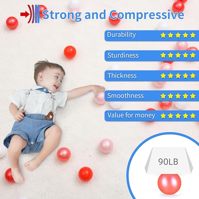 STARBOLO Ball Pit Balls for Toddlers Phthalate Free BPA Free Non-Toxic Crush Proof Play Balls for Toddlers Kids Pool Playhouse Pack of 100 200 500