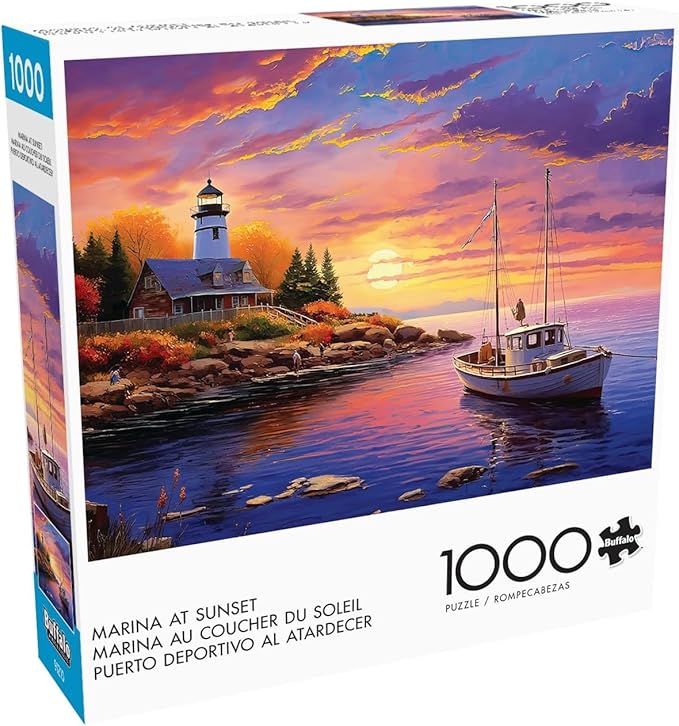 Buffalo Games - Imagine It - Marina at Sunset - 1000 Piece Jigsaw Puzzle for Adults -Challenging Puzzle Perfect for Game Nights - Finished Size is 26.75 x 19.75