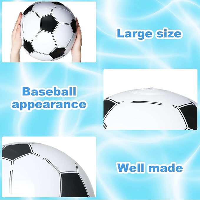 Zhanmai 6 Pack Inflatable Soccer 16 Inch Blow up Beach Ball Large Sport Pool Ball with Pump for Adults Teens Gift Summer Outdoor Party Decorations