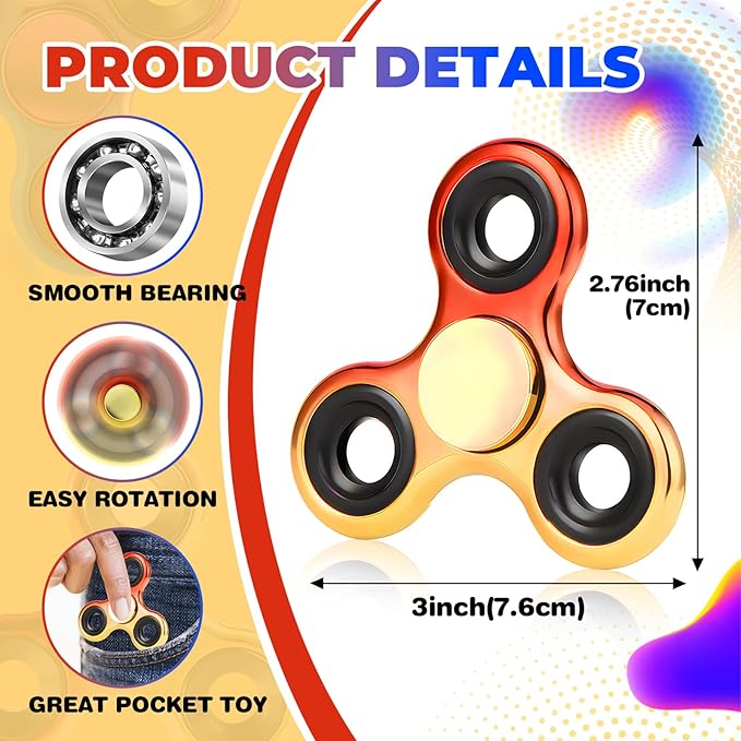 Fidget Spinner 2 Pack, Easter Basket Stuffers - Fidget Toys Adults Metal Fidgets Spinners for Kids for Autism ADHD Anxiety Gift for Teens Boys