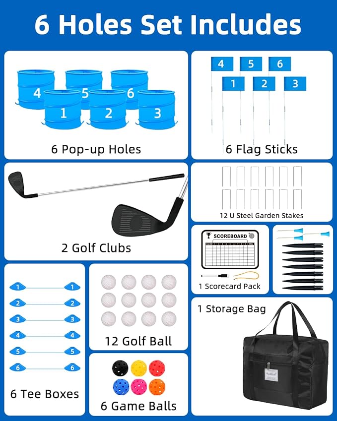 Golf Game with 2 Clubs,Practice Golfgame with 9 Buckets, Gift GolfOutdoor for Family and Adults,Holes Outdoor Game for Lawn,Yard