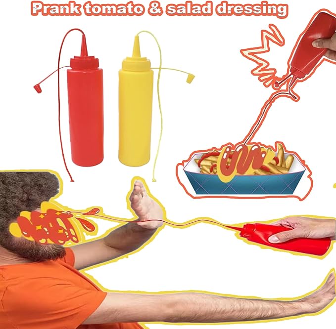 5pcs Snake in a Can + Ketchup Mustard Set + Potato Chip Fake Snake Prank Kit for Adults & Kids | Funny Jokes for April Fools & Parties