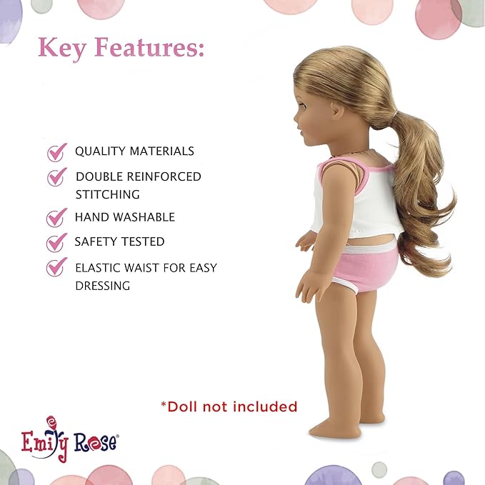 Emily Rose 18 Inch Doll Clothes - 6-PC Basic Underwear Set Socks and Tights | Value Pack 18" Doll Accessories Compatible with American Girl Dolls