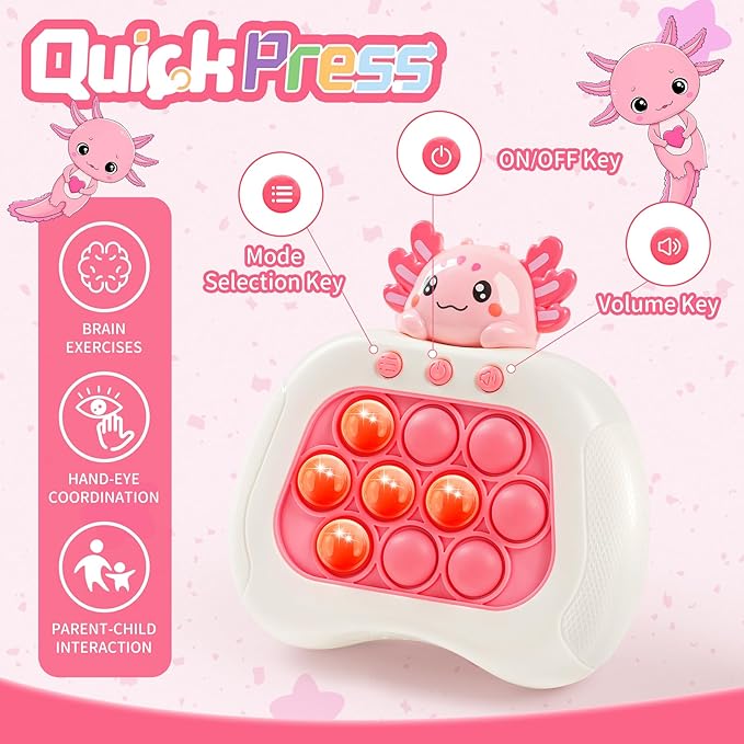 Axolotl Popular Push Toys, Quick Push Puzzle Handheld Game Fidget Toys, Fun Popular Sensory Toys, Axolo 3-12-year-old Children's Birthday Gifts Party Favors
