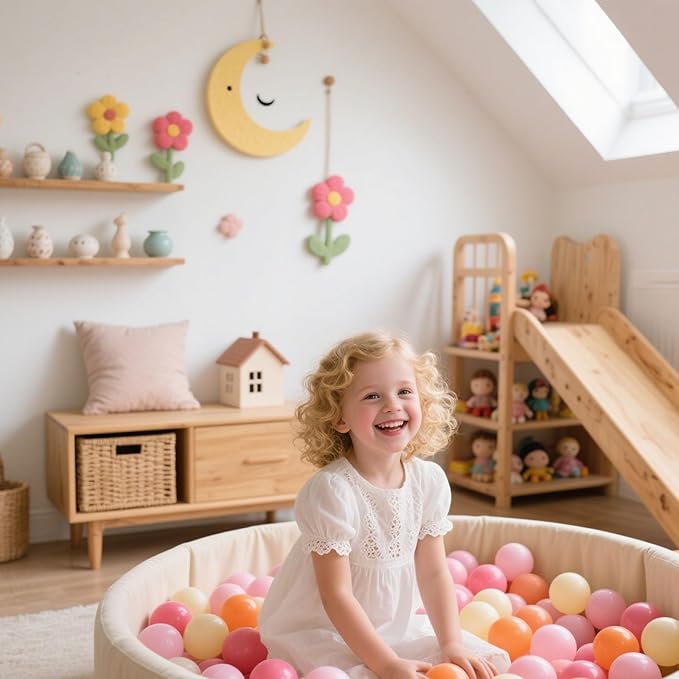 GOGOSO Ball Pit Balls for Toddler, Baby Plastic Playballs Kids Soft Pastel Pelotas Non-Toxic BPA-Free 3pink+Orange+Yellow, 50 Balls