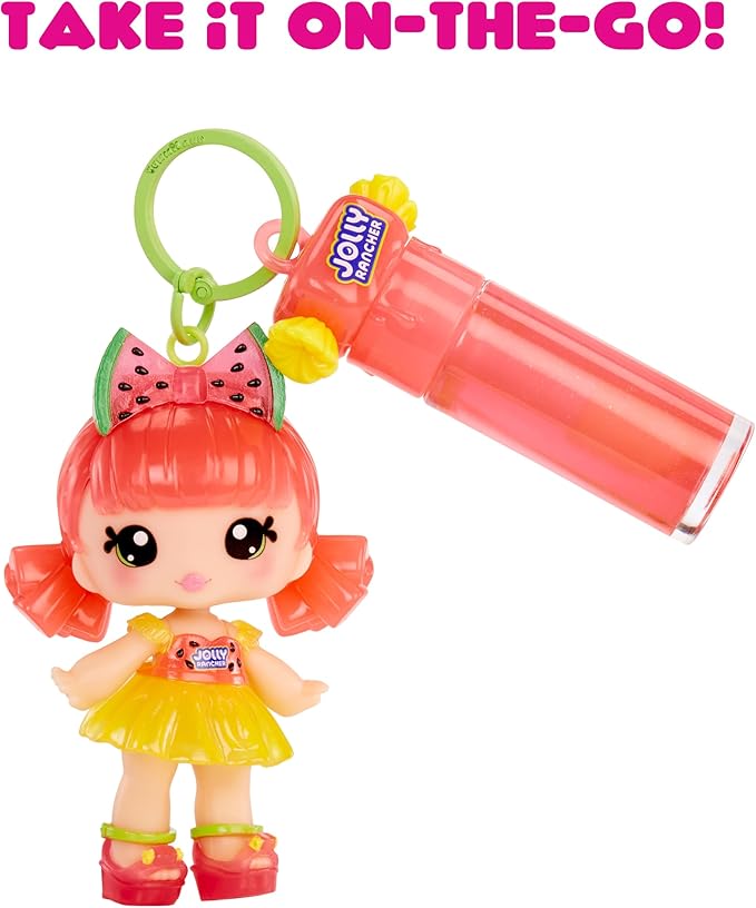 Yummiland x Licensed Sweets Lip Gloss Doll: JOLLY RANCHER Includes DIY Lip Gloss + Removable Keychain, Cosmetic Play, Collectible, Ages 4+