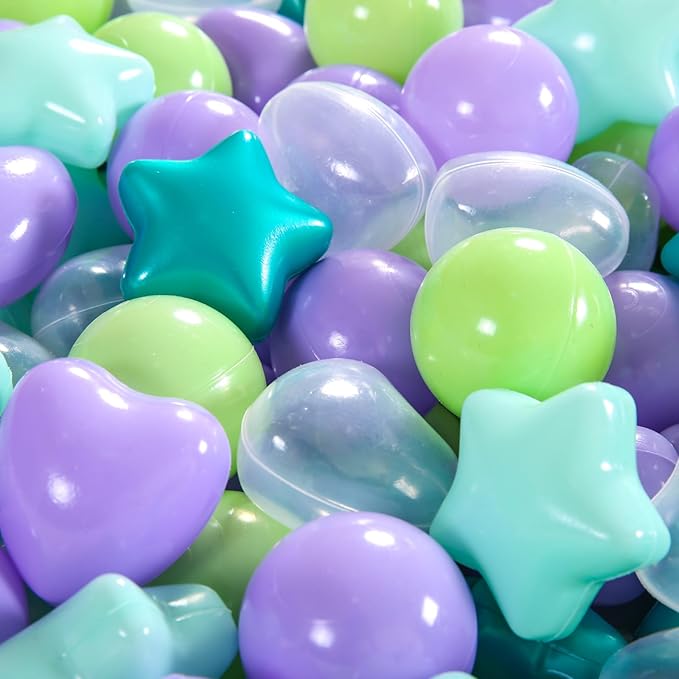 Star Ball Pit Balls for Toddlers -100pcs Ocean Balls Phthalate Free BPA Free Non-Toxic Crush Proof Play Balls Play Tent Pool Playhouse Playpen Party Indoor Outdoor(Mint Lavender)