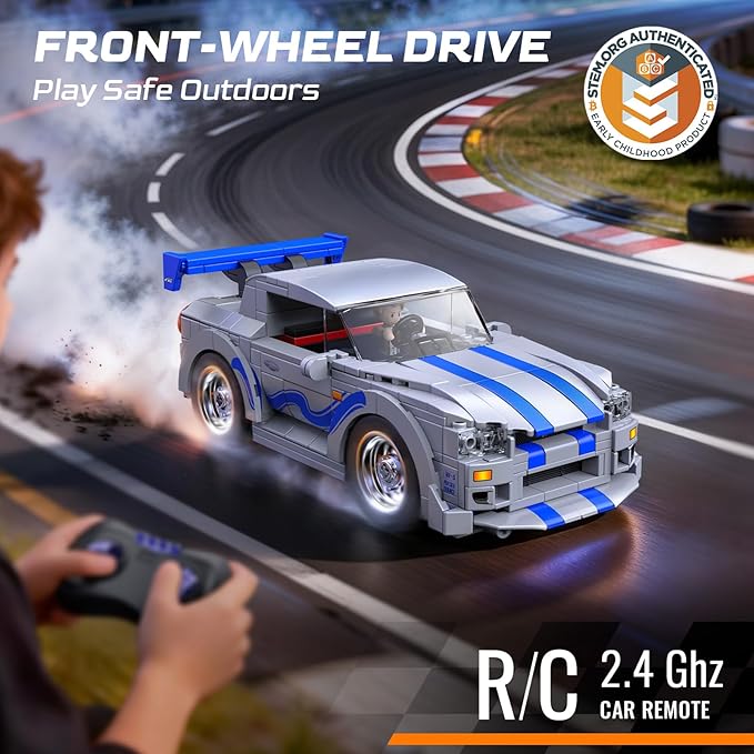 Wise Block STEM Building Toy for Boys & Girls, Ages 8+, 365 Pcs Remote Control Race Car Building Set for Display W/Realistic Steering & Engine Driver Minifigure, Birthday Gifts for Kids & Fans