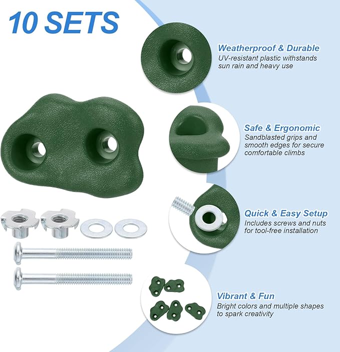 PATIKIL Climbing Rock Wall Grips Play Set Climber Attachments with Double Hole