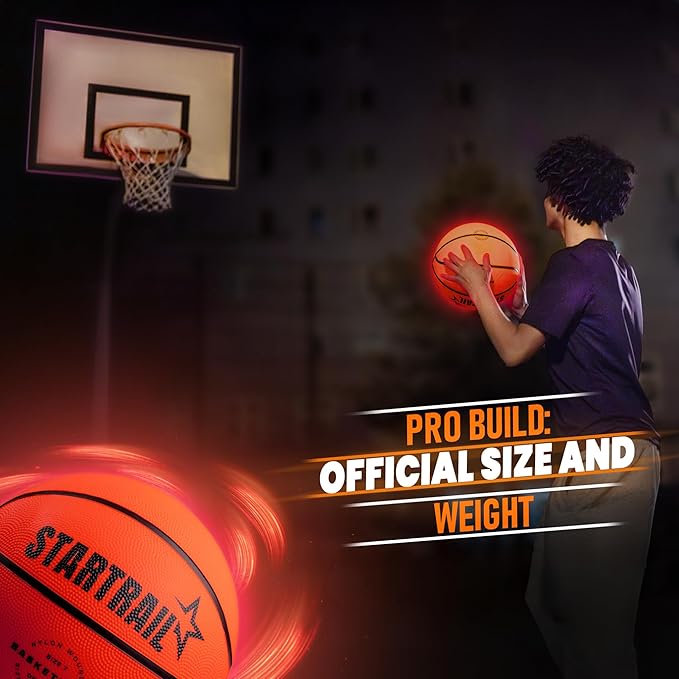 TOMLEON Light Up Basketball | Glow in The Dark Basketball | LED Basketball Size 7 | Glowing Basketball Ball | Lighted Basketball | Coolest Things for Boys & Girls | Toys for 10 Year Old Kids