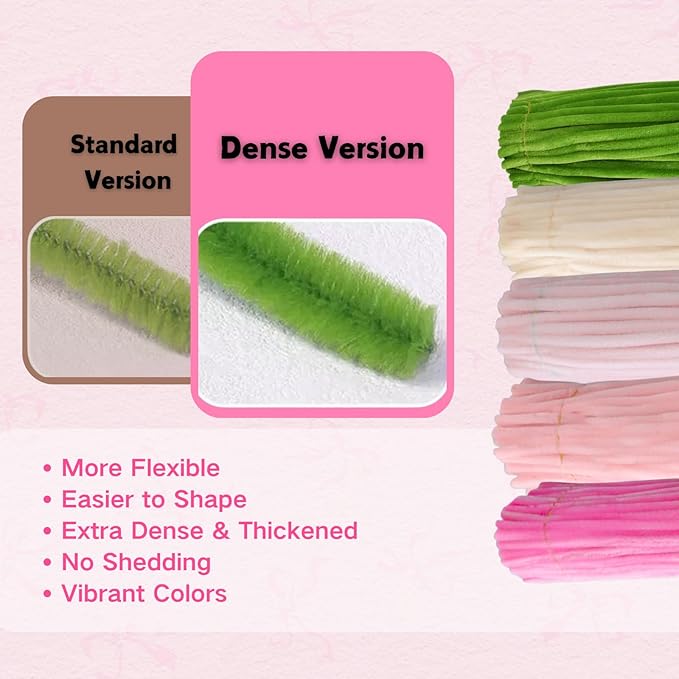 500pcs Pipe Cleaners Craft for Flowers,Chenille Stems for DIY Flower Making Kit,Pipe Cleaners Projects Creative for DIY Art and Craft,Ideal for Holiday Decoration(Rose)