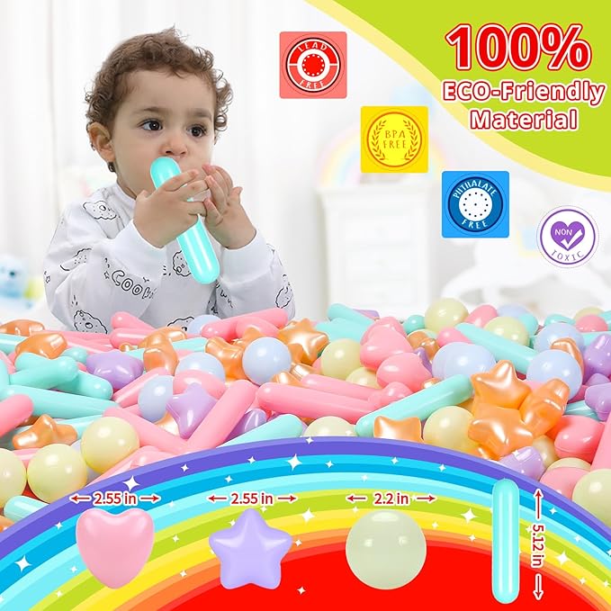 STARBOLO Ball Pit Balls for Toddlers - Macaron Gold 500 Count Ball Pit Balls Crush Proof Plastic Toy Balls for Toddlers Ball Pits, Ball Pit Play Tent, Baby Pool Water Toys,500pcs