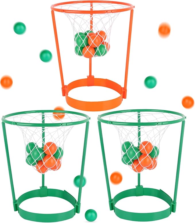 Hooqict 3 Pack Head Hoop Basketball Party Game for Kids and Adults Adjustable Basket Head Headband Game with 40 Balls for Carnival Party Family Indoor Outdoor Backyard Yard Birthday Basketball Games