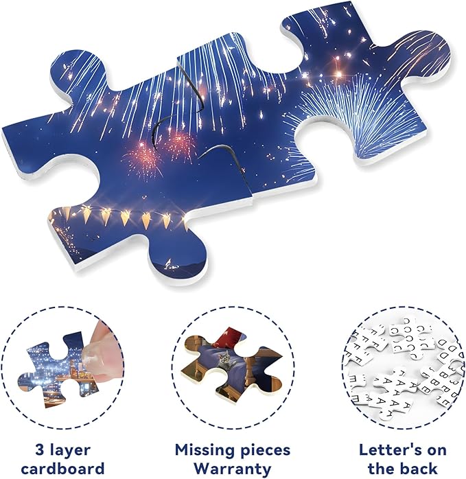 500 Pieces Puzzle for Adults, American Football Rooftop Party Fireworks Jigsaw Puzzle, Puzzles for Adults 500 Pieces, Perfect for Sports Fans, 20.5 X 15 in