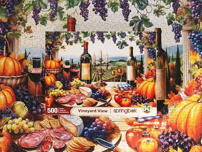 Springbok Vineyard View 500 Piece Jigsaw Puzzle for Adults - Wine and Fall Puzzle - Unique Cut Pieces - Made in USA