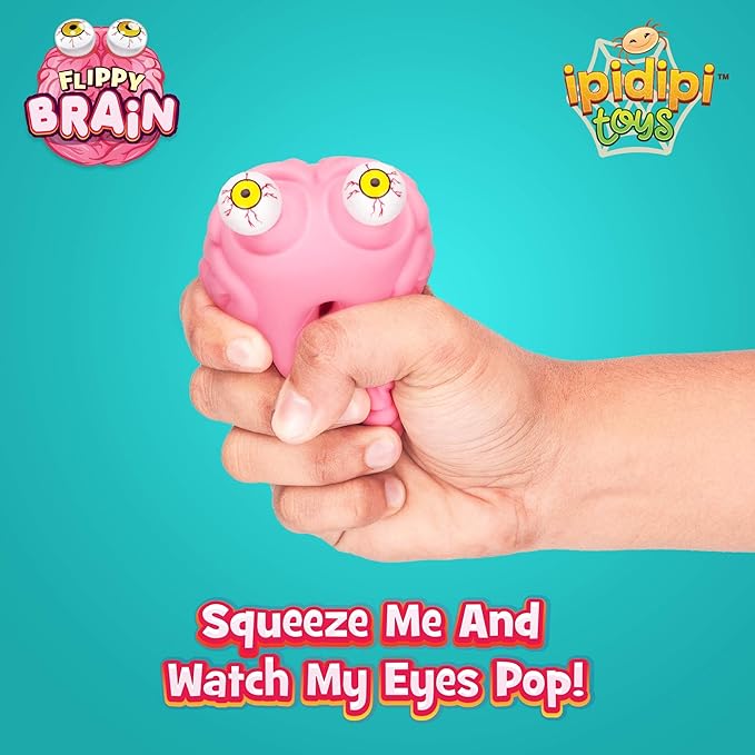IPIDIPI TOYS Flippy Brain Squishy Eye Popping Toy – Easter Basket Stuffers - Fun Fidget Sensory Squeeze Toy, Birthday Party Favors, Goodie Bag Stuffers for Boys and Girls