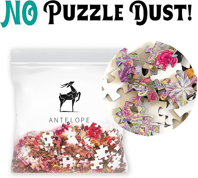 Antelope 2 in 1 1000 Piece Puzzle Bundle - Hue Wormhole & Mandalic Rose Jigsaw Puzzles