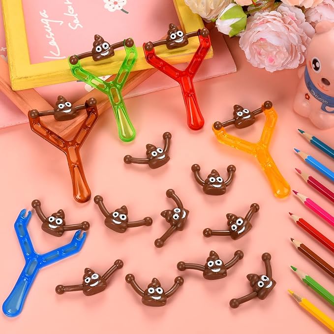 60 Pcs Finger Slingshot Novelty Toys, Toy Poop for Halloween, Fake Poop for Novelty Toys and Amusements, Halloween Poop Rubber Spoof Toy for School Party, Friends Gathering