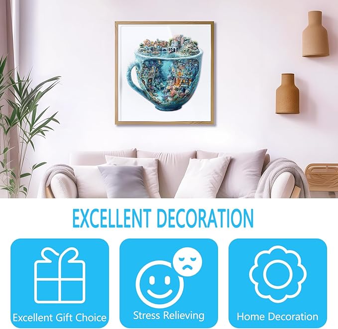 Wooden Puzzles for Adults, Ocean Cup Wood Puzzles Adult, Underwater World Wooden Jigsaw Puzzle for Adults, Unique Shape, Fun Presents for Friends, Wall Art Home Decor(XL-17.3 * 17.3in - 425 pcs)