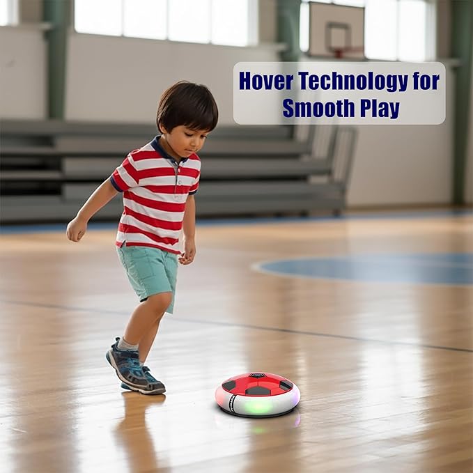 USB Rechargeable Battery Powered Hover Football Indoor Floating Hoverball Soccer Air Football Pro Original Made in India Fun Toy for Boys and Kids (Red)